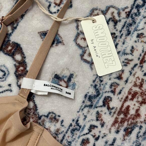 Lot of 2 NWT Aerie Smoothez Balconette Neutral Bra Unlined Sheer Underwire 36B - Picture 6 of 12